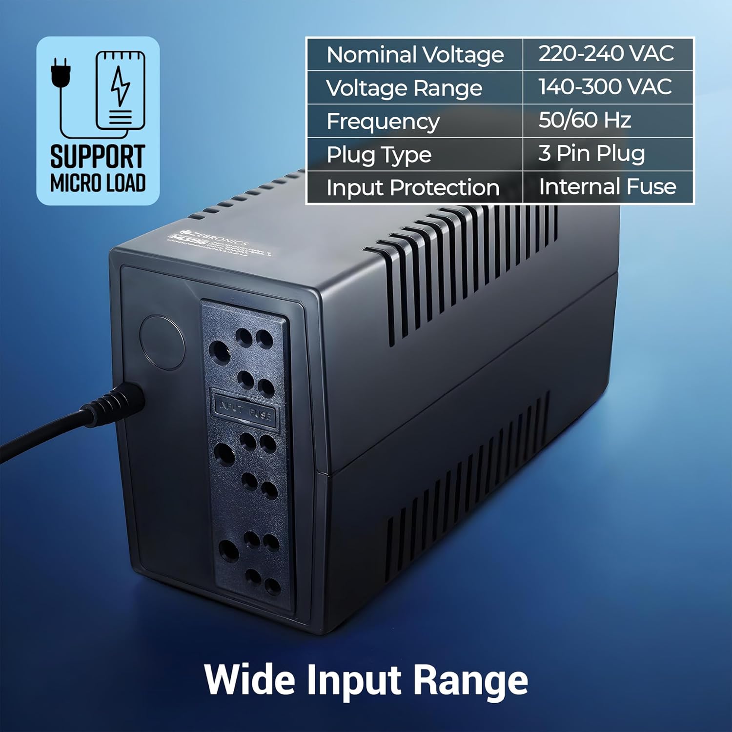 ZEBRONICS MLS755 Line Interactive UPS System, 600VA / 360W - Image 4